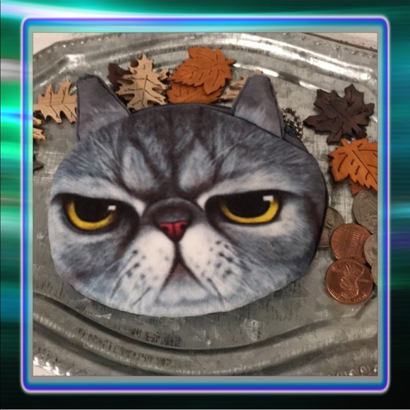 Bags Grumpy Grey Kitty Cat Coin Purse Poshmark
